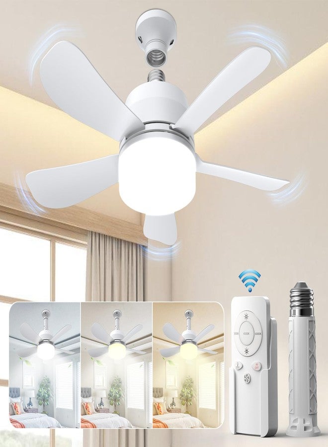 Eonini 2-in-1 Socket Fan Light with Remote, Small Ceiling Fans with Lights, 3 Colors Dimmable LED Light Bulb Fan, 1000LM, Easy Install Screw-in E26 Base for Bedroom Kitchen Garage Living Room - Image 1