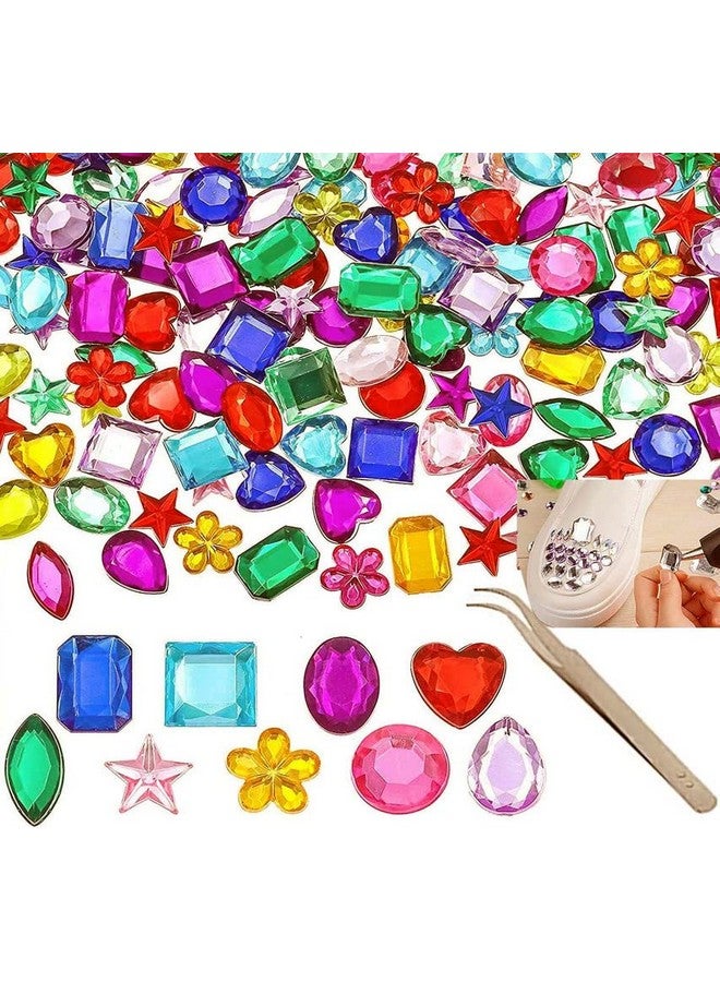 DIY Crafts 70 Pcs, Random Color, Gems Jewels Acrylic Flatback Rhinestones Gemstone for Arts and Crafts Jewels, Shapes, 10-15mm (70 Pcs, Random Color) - Image 1
