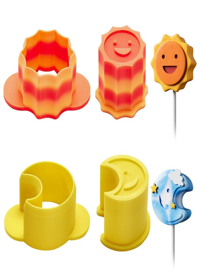 AENTGIU Cake Pop Cutter and Pusher Set, 2 Shapes Cake Pop Molds with Sun & Moon Design, Celestial Theme Cakepop Mold Shapes Press Tools for Baking, DIY, Cupcake & Cookie - Image 1