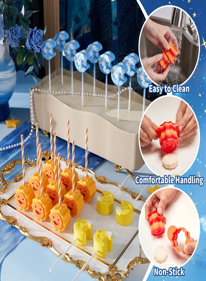 AENTGIU Cake Pop Cutter and Pusher Set, 2 Shapes Cake Pop Molds with Sun & Moon Design, Celestial Theme Cakepop Mold Shapes Press Tools for Baking, DIY, Cupcake & Cookie - Image 5