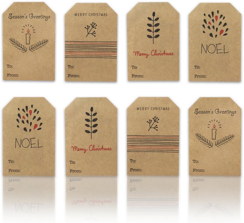 InStockLabels.com Boho Simple Christmas Gift Tag Adhesive Stickers – 2 x 3 Inch Labels, Roll of 100 with Minimalist Designs – Merry Christmas, Noel, and Candle, Made in The USA - Image 2