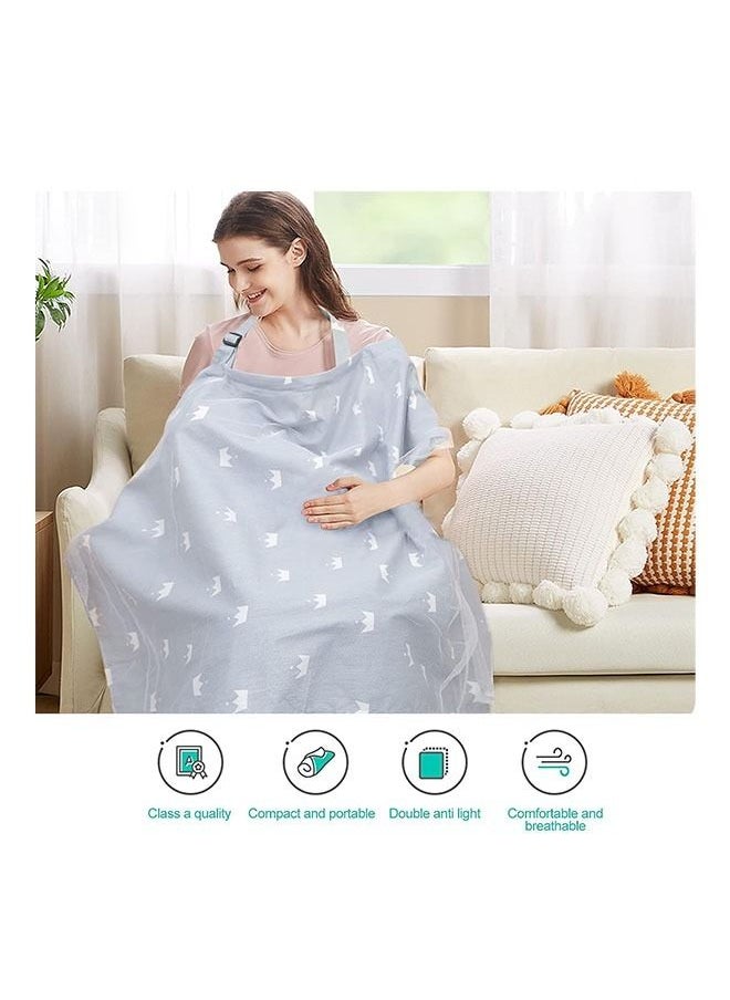 Arabest Nursing Cover,Baby 100% Cotton Breastfeeding Nursing Cover with Lace Screen Yarn,Cotton Nursing Apron,Baby Nursing Cover and Nursing Poncho-100 * 70cm (Grey Crown)  - Image 3