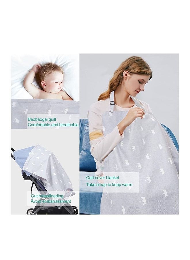 Arabest Nursing Cover,Baby 100% Cotton Breastfeeding Nursing Cover with Lace Screen Yarn,Cotton Nursing Apron,Baby Nursing Cover and Nursing Poncho-100 * 70cm (Grey Crown)  - Image 5