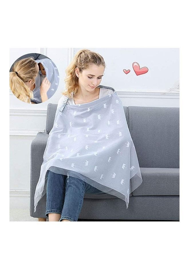Arabest Nursing Cover,Baby 100% Cotton Breastfeeding Nursing Cover with Lace Screen Yarn,Cotton Nursing Apron,Baby Nursing Cover and Nursing Poncho-100 * 70cm (Grey Crown)  - Image 1