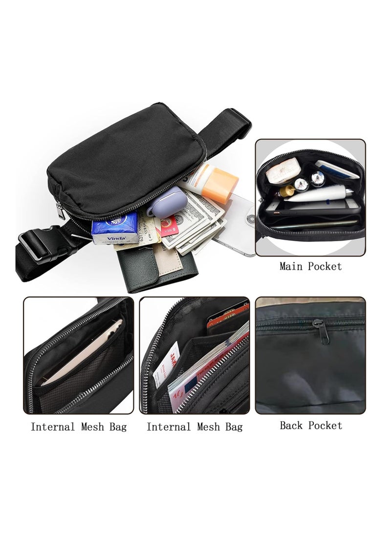 Belt Bag Fanny Pack Crossbody Bag for Women Men, Small Waist Pack for Running, Mini Waist Pouch Waist Bag with Adjustable Strap for Walking Hiking Workout Sports Casual Travel (Black)  - Image 3