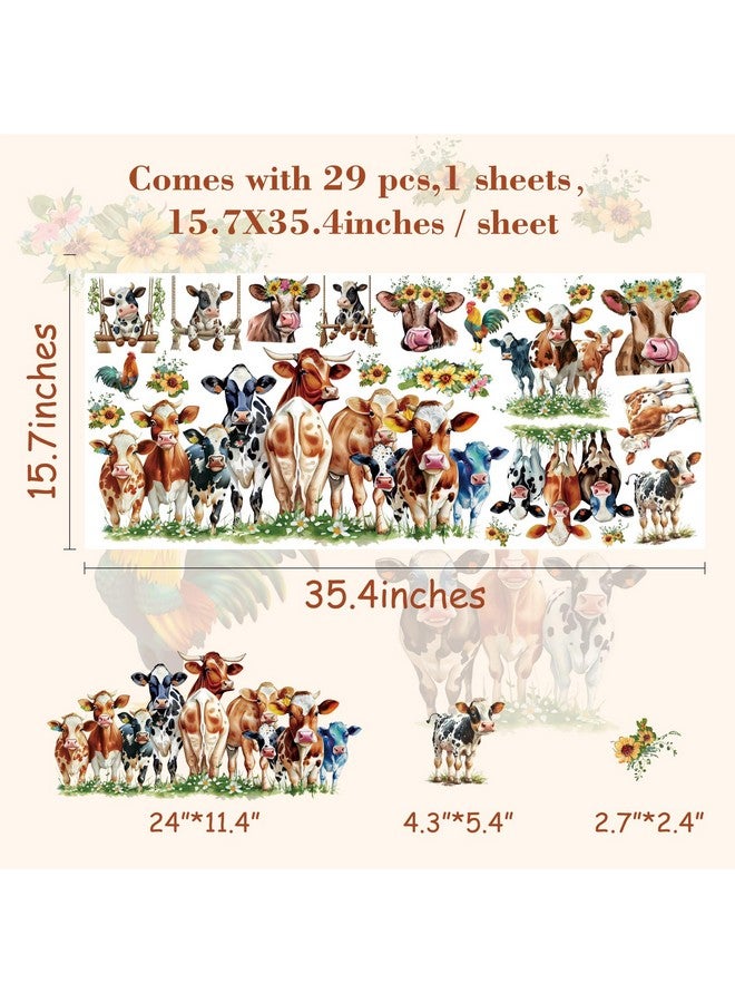 Barri Design Funny Cow Wall Stickers Cute Cow Window Stickers Farm Animal Wall Decals Peel and Stick Sunflower Cattle Cow Print Window Decals Clings Farmhouse Wall Stickers for Kitchen Bedroom Decor - Image 5