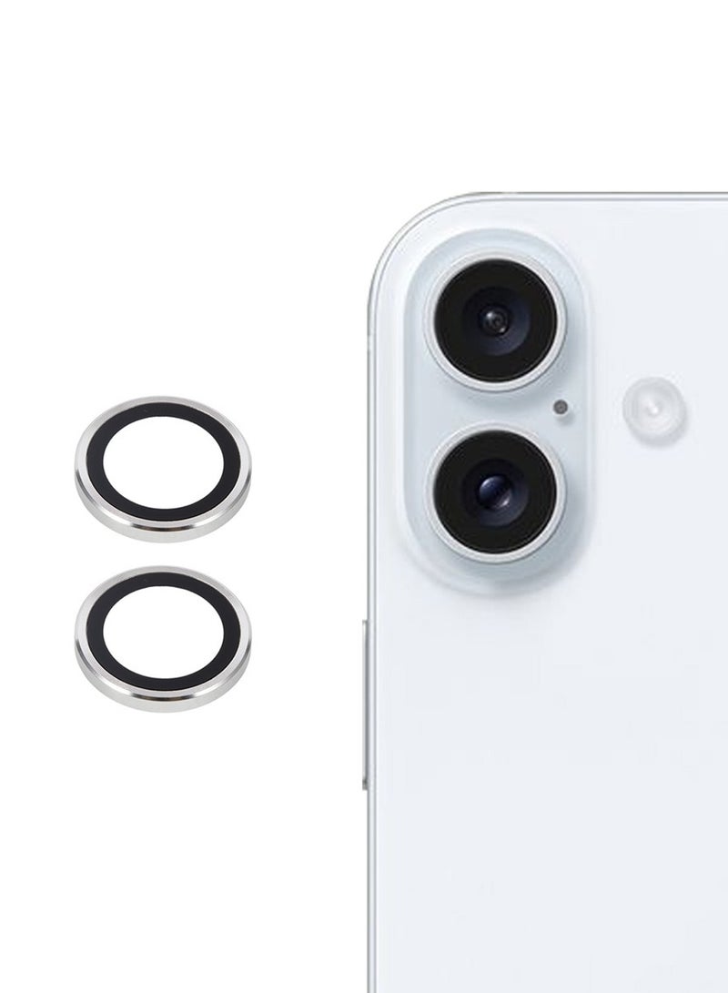 دبليو تيك حماية عدسة الكاميرا من زجاج مقسى مع حلقة من سبائك الألمنيوم لجهاز آبل آيفون 17 5G 2025 - شفاف/أبيض - Image 1