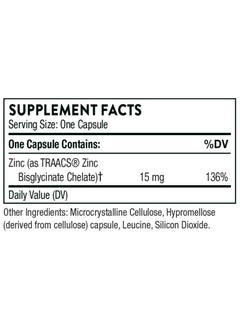 Thorne Zinc Bisglycinate 15mg Dietary Supplement 60 Capsules  - Image 2
