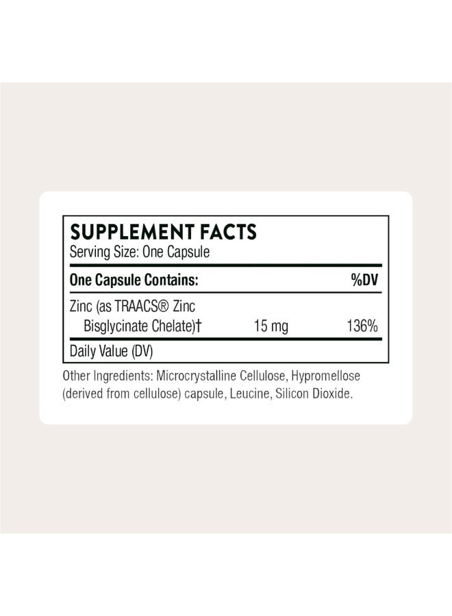 Thorne Zinc Bisglycinate 15 mg - Dietary Supplement - 60 Capsules - Image 2