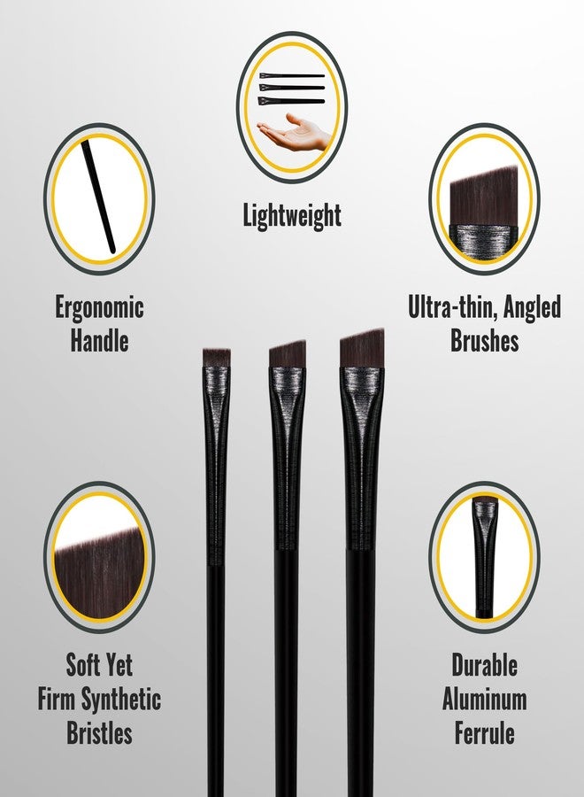 LIUDEX Eyeliner & Eyebrow Brush Set | Fine Angled, Slanted, Ultra-Thin Flat Makeup Brushes for Precision Gel & Brow Tinting with Soft Synthetic Hairs | For PMU Microblading Eyebrow Mapping - Image 2