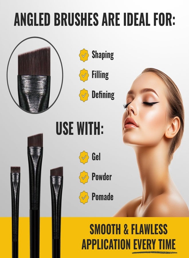 LIUDEX Eyeliner & Eyebrow Brush Set | Fine Angled, Slanted, Ultra-Thin Flat Makeup Brushes for Precision Gel & Brow Tinting with Soft Synthetic Hairs | For PMU Microblading Eyebrow Mapping - Image 4