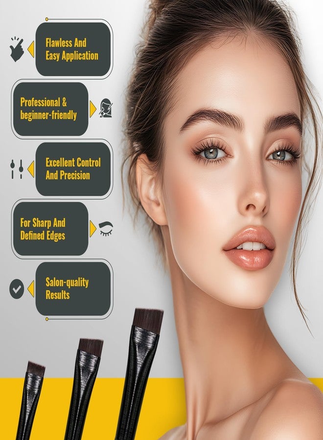 LIUDEX Eyeliner & Eyebrow Brush Set | Fine Angled, Slanted, Ultra-Thin Flat Makeup Brushes for Precision Gel & Brow Tinting with Soft Synthetic Hairs | For PMU Microblading Eyebrow Mapping - Image 3