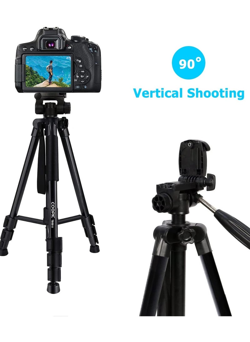 Coopic - COOPIC T800 II 2-in-1 Photography Tripod Monopod Stand Aluminum Alloy 3-Way Swivel Pan Head 165cm Maximum Height 4kg Load Capacity with Carrying Bag for DSLR Cameras Camcorders - Image 1