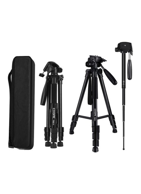 COOPIC T800 II 2-in-1 Photography Tripod Monopod Stand Aluminum Alloy 3-Way Swivel Pan Head 165cm Maximum Height 4kg Load Capacity with Carrying Bag for DSLR Cameras Camcorders