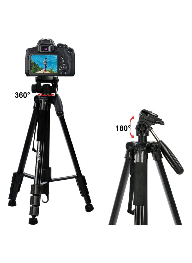 Coopic - COOPIC T800 II 2-in-1 Photography Tripod Monopod Stand Aluminum Alloy 3-Way Swivel Pan Head 165cm Maximum Height 4kg Load Capacity with Carrying Bag for DSLR Cameras Camcorders - Image 1