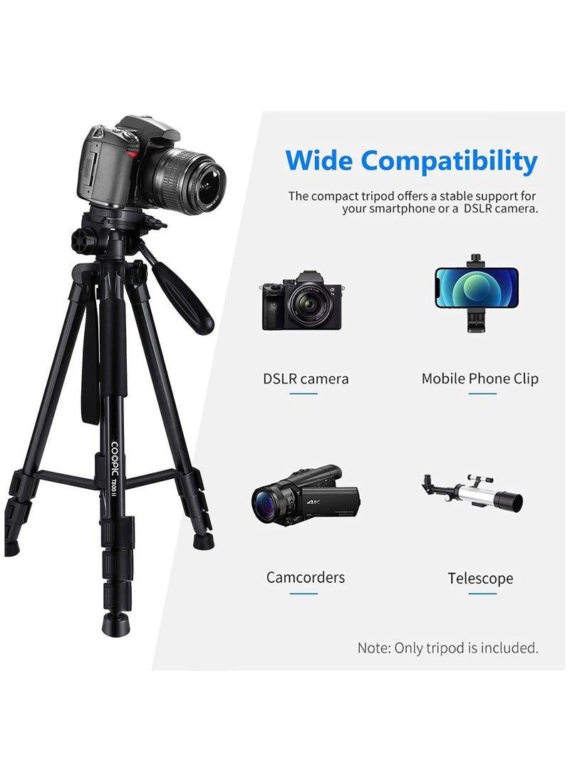Coopic - COOPIC T800 II 2-in-1 Photography Tripod Monopod Stand Aluminum Alloy 3-Way Swivel Pan Head 165cm Maximum Height 4kg Load Capacity with Carrying Bag for DSLR Cameras Camcorders - Image 1