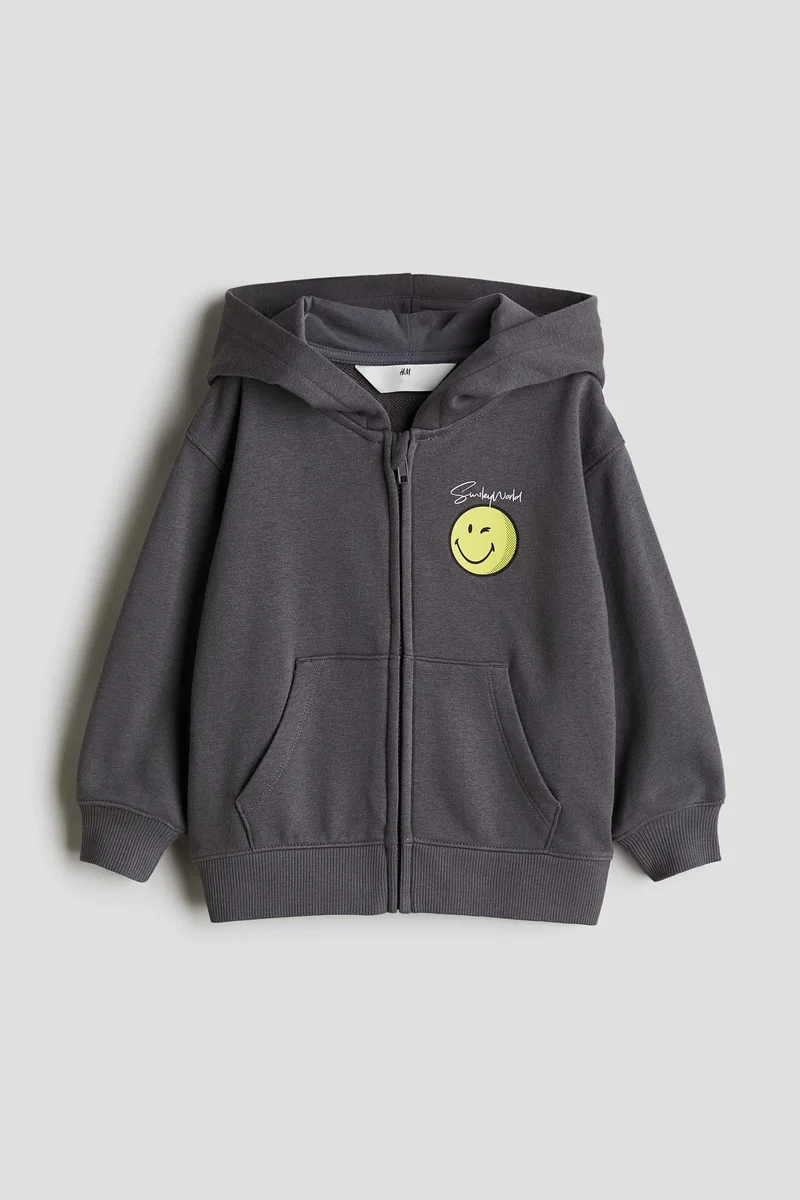 اتش اند ام هودي بسحّاب كامل مزيّن بطبعة