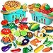 BAODLON 100 Pcs Play Food Set for Kids Kitchen Pretend Food Toy for Toddlers Age 13 Plastics Cutting Fake Food Fruit Vegetable Accessories with 2 Baskets Birthday Gifts for 2 3 4 5 Years Old Boys Girls - Image 4