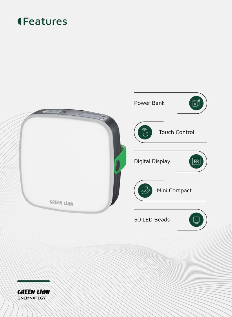 GREEN LION Lumix Portable LED Light with 2000*2 mAh Power Bank / 10W Power Portable Charger / 6-24 Hrs Working Time / 6 Hrs Charging Time / 800 lm Brightness / USB-C Charging Port / 5 Colors Light Modes / Material: ABS + PC / 90° Angle Adjustable - Gray - Image 2