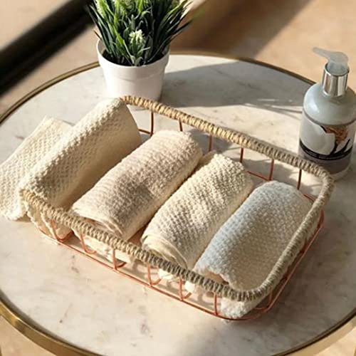 Emoh Decor Premium Bathroom And Kitchen Wicker Rectangular Basket Seagrass Kauna Grass For Towel - 11" X 8" X 2.5" Rose Gold - Image 2