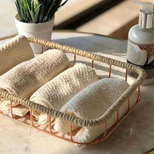 Emoh Decor Premium Bathroom And Kitchen Wicker Rectangular Basket Seagrass Kauna Grass For Towel - 11" X 8" X 2.5" Rose Gold - Image 3