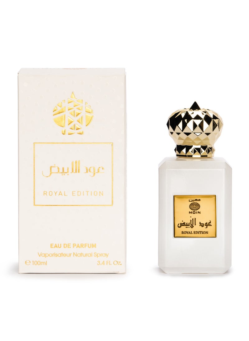 Moin Oud Al Abiyad Perfume 100ml - Sophisticated Unisex Scent with Musk, Honey, Rose & Light Woody Undertones for All-Day Elegance  - Image 1