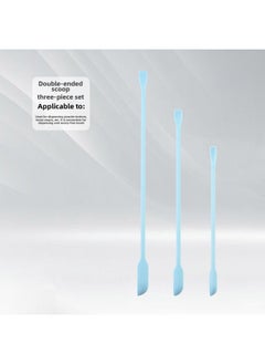 Mini Silicone Double-headed Sharp Scraper Spoon Cosmetic Skin Care Products Extraction Tool Set Including Avocado Jam Scraper-Specifications:Elbow Blue Three-piece Set