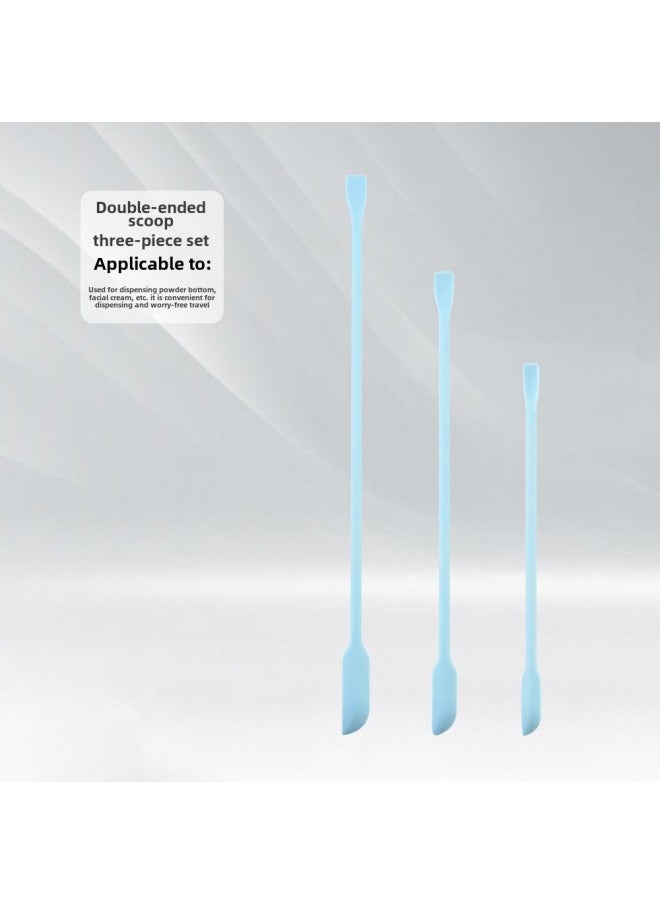 Generic - Mini Silicone Double-headed Sharp Scraper Spoon Cosmetic Skin Care Products Extraction Tool Set Including Avocado Jam Scraper-Specifications:Elbow Blue Three-piece Set - Image 1