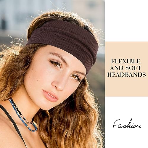 TERSE Headbands for Women Wide Non Slip Boho Head Bands Soft Elastic Thick Hairbands Fashion Workout Yoga Hair Accessories, 6 Pack - Image 3