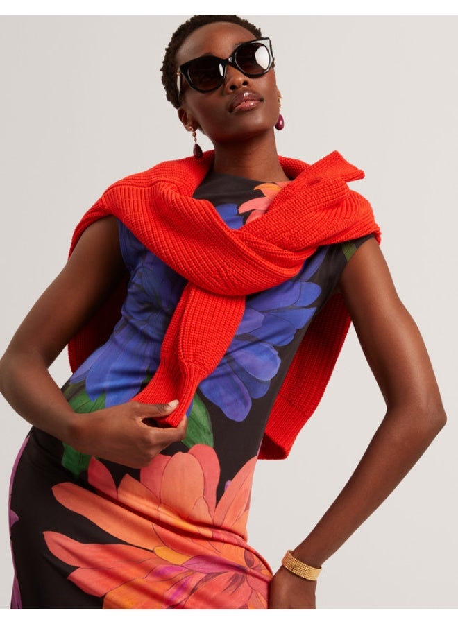 Ted Baker Printed Midi Dress with Draped Neck Deta - Image 2