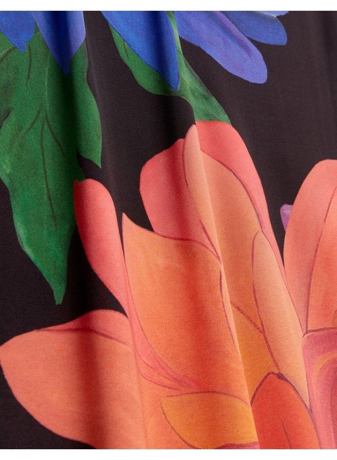 Ted Baker Printed Midi Dress with Draped Neck Deta - Image 4