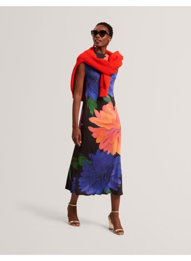 Ted Baker Printed Midi Dress with Draped Neck Deta - Image 3