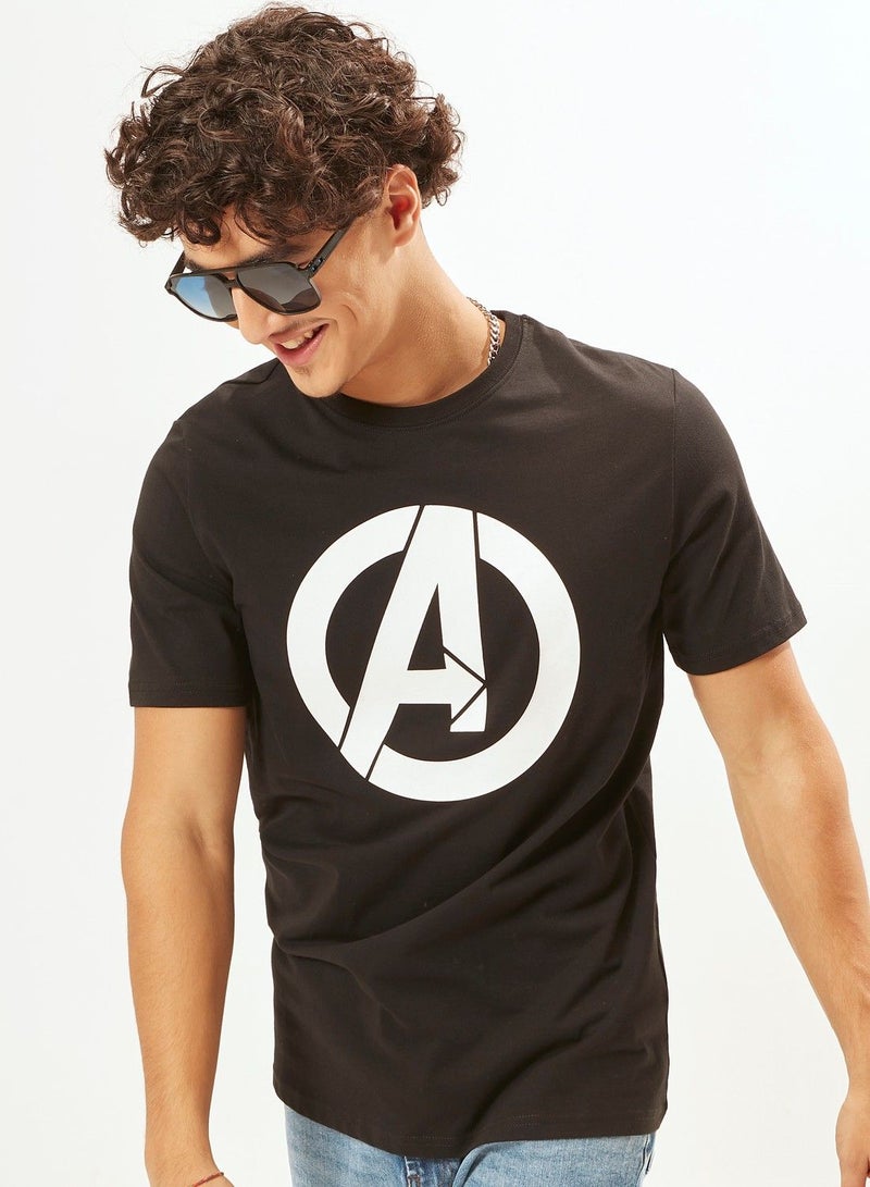 SP Characters Avengers Logo Print T-shirt with Short Sleeves and Crew Neck  - Image 3