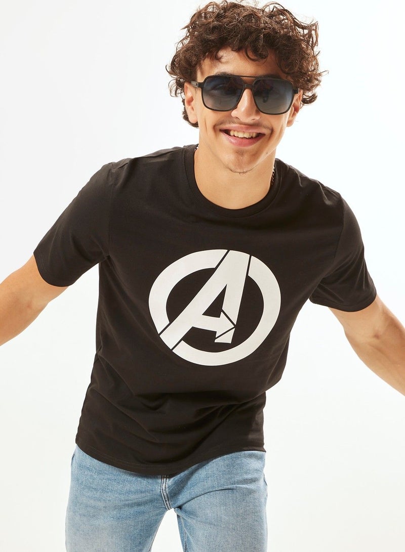 SP Characters Avengers Logo Print T-shirt with Short Sleeves and Crew Neck  - Image 1