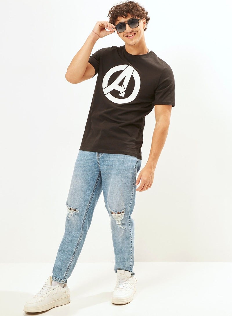 SP Characters Avengers Logo Print T-shirt with Short Sleeves and Crew Neck  - Image 2