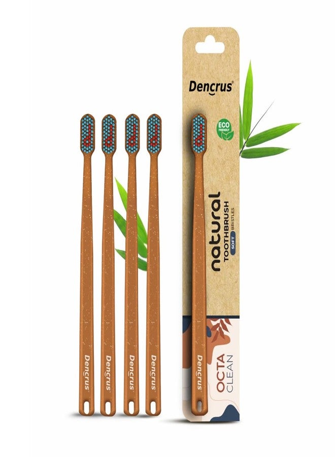 Dencrus Octa Clean Bamboo Toothbrush for Adults (Pack of 4) | 100% Natural & Eco Friendly Manual Toothbrush | BPA-Free & Ultra Soft Bristles for Gentle & Sensitive Care - Image 1
