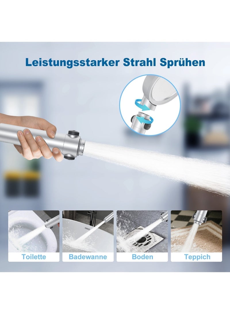 FEELSO High Pressure Shower Head and 1.5m Hose with 2 Filters Silver - Image 5