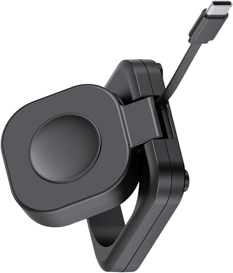 Black Charging Dock for Apple Watch Series 9 8 7 6 5 4 with Stowable Travel Cable - Image 1