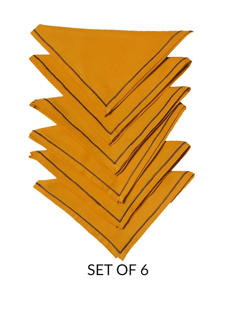 Zeba World Dinner Table Napkins 100% Cotton Set of 6 pcs | Embroidered Chawal Taka | Washable and Reusable Napkins for Dinner Table - Mustard Color - 16x16 inches (40x40cms) (Pack of 6) - Image 2