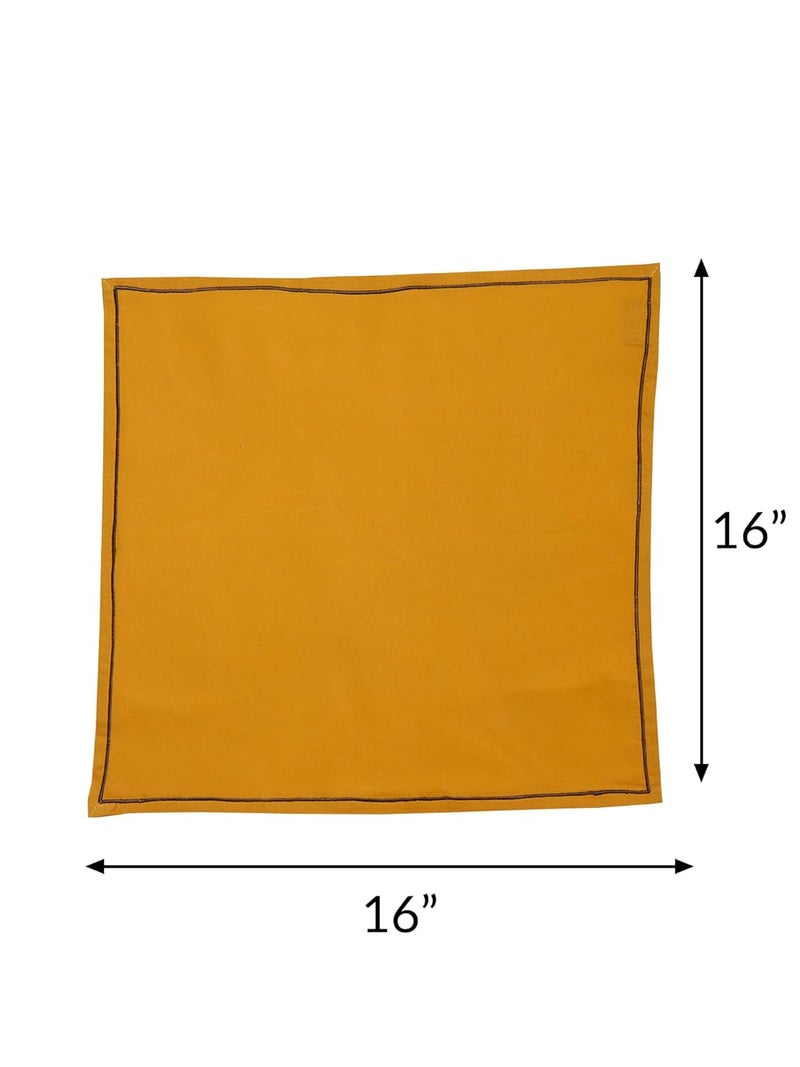 Zeba World Dinner Table Napkins 100% Cotton Set of 6 pcs | Embroidered Chawal Taka | Washable and Reusable Napkins for Dinner Table - Mustard Color - 16x16 inches (40x40cms) (Pack of 6) - Image 4