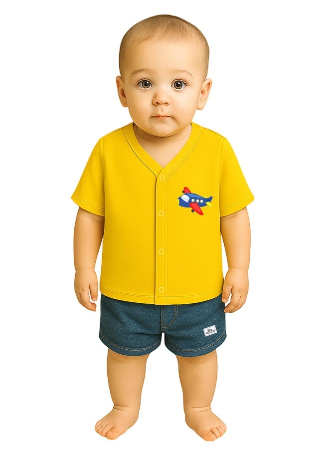 Kidbee Baby Jabla Front Open Half Sleeves Soft Cotton T-Shirt Top with Cute Chest Print - Pack of 3 (in, Age, 9 Months, 12 Months, Regular, PL-JHS-Multi-3pc-B) - Image 5