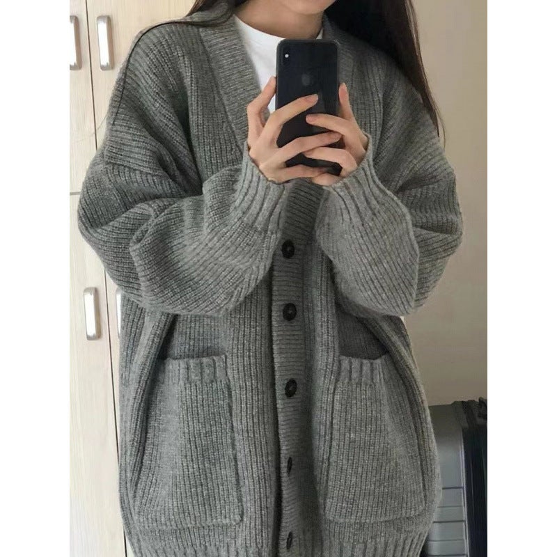Sweater Coat Spring, Autumn, Autumn, Winter And Japanese Style Lazy Milk Style Retro Loose Knitted Cardigan Overlap - Image 5