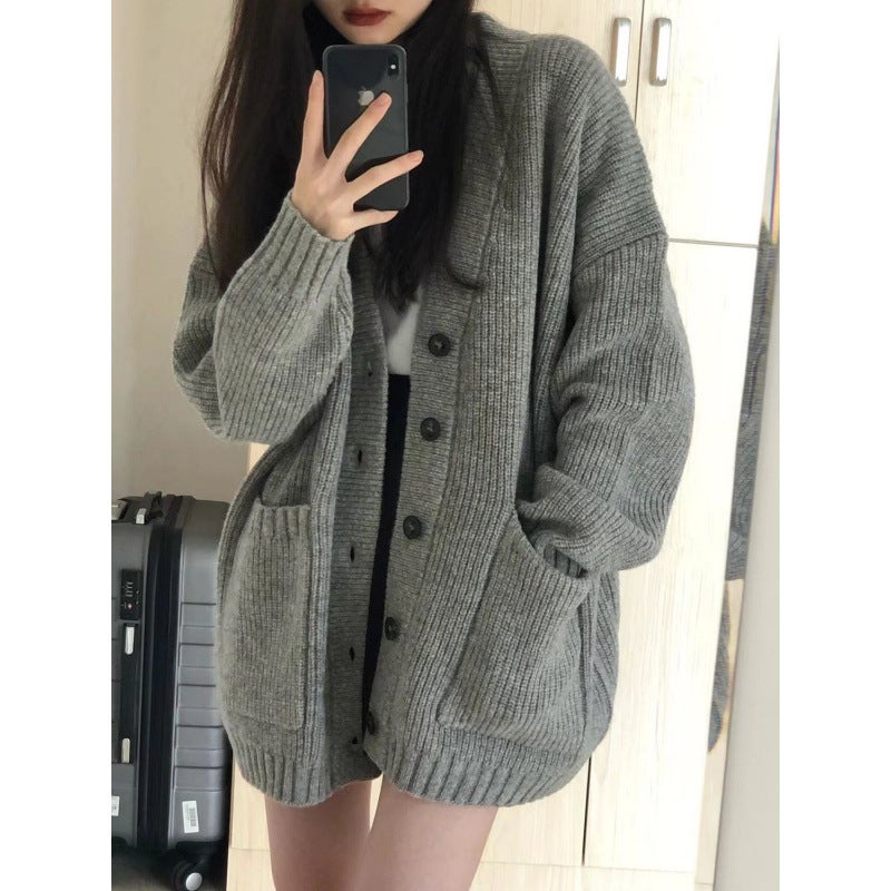Sweater Coat Spring, Autumn, Autumn, Winter And Japanese Style Lazy Milk Style Retro Loose Knitted Cardigan Overlap - Image 4