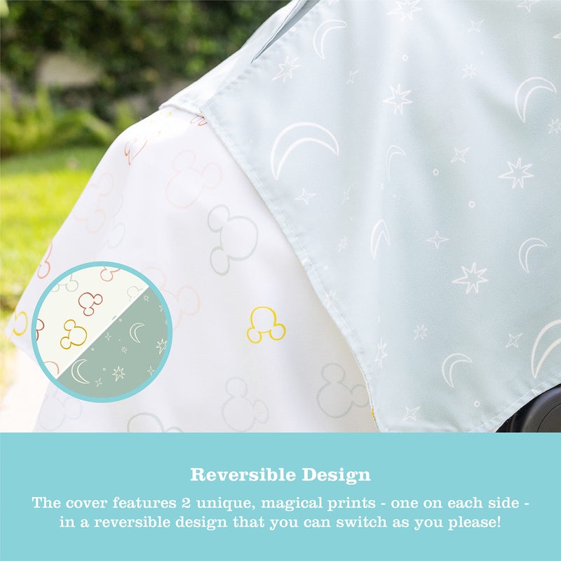 J.L. Childress Disney Baby by J.L. Childress Infant Car Seat Canopy - Baby Car Seat Cover for Shade from Sun, Breathable Fabric, Machine Washable, Reversible Design, Universal Fit - Multicolor Mickey Mouse - Image 4