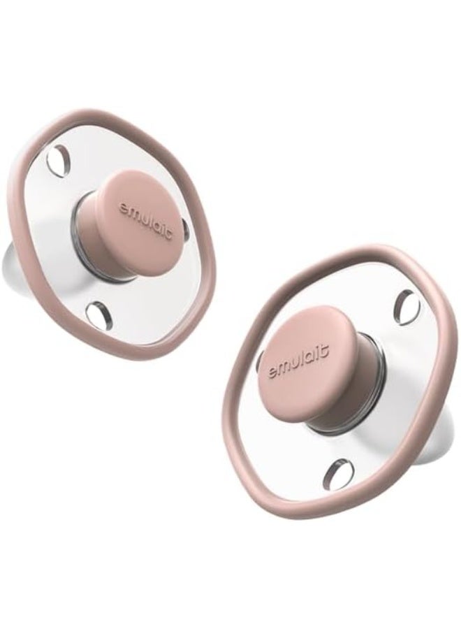 Emulait Baby Pacifier (2 Pack): 0-6 Months - Rose - Image 1
