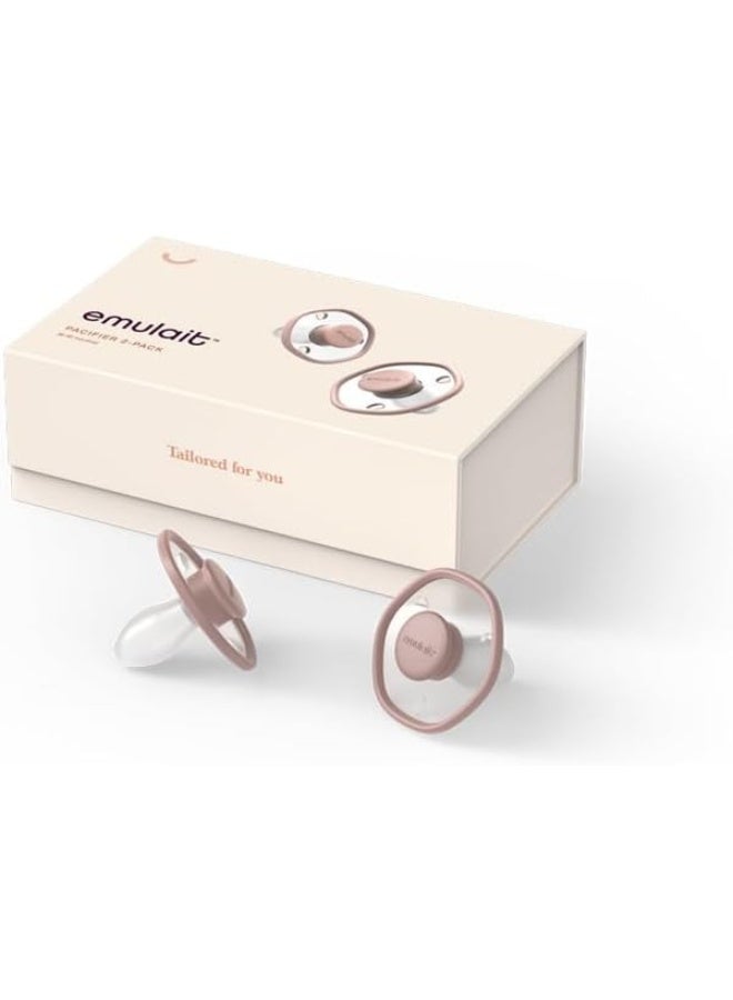 Emulait Baby Pacifier (2 Pack): 0-6 Months - Rose - Image 2