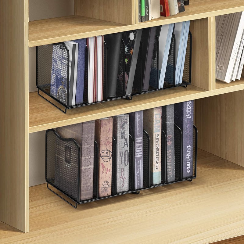 Simple Trending 2 Pack Mesh Desktop File Sorter Organizer, 7-Section Bookshelf For Desk Home Office, Black - Image 5
