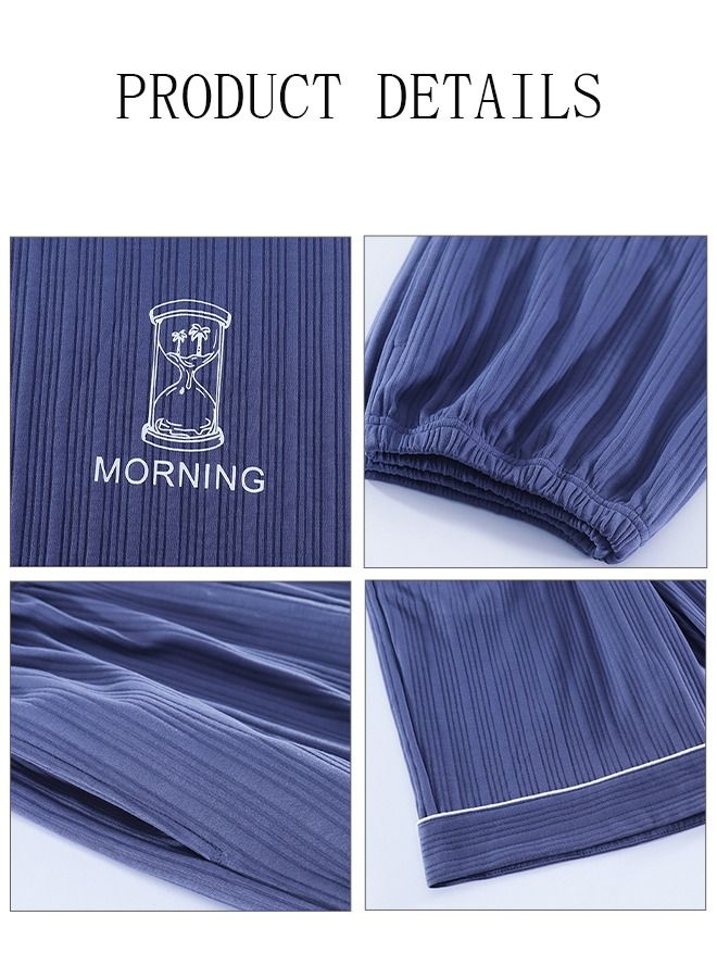 DUNISO Men's Soft Pajamas Set 2 Piece Cotton Sleepwear Short Sleeve  Crewneck Top and Shorts Loungewear Summer Sleepwear Set Home Wear - Image 5