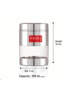 Hazel HAZEL Stainless Steel Mukhwas Container | 300 ml See Through Small Containers for Kitchen Storage Set | Transparent Airtight Jars, Set of 6  - Image 4