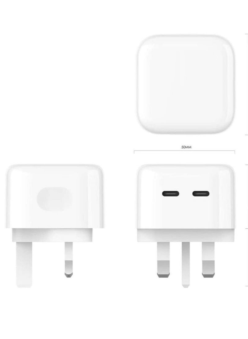 Original 35W USB-C Power Adapter For iPhone 14 13 12 11 Pro Max 14 Plus XS XR XS Max iPad Pro Macbook Dual Type C Port PD Fast Charging UK Plug Wall Charger - Image 5